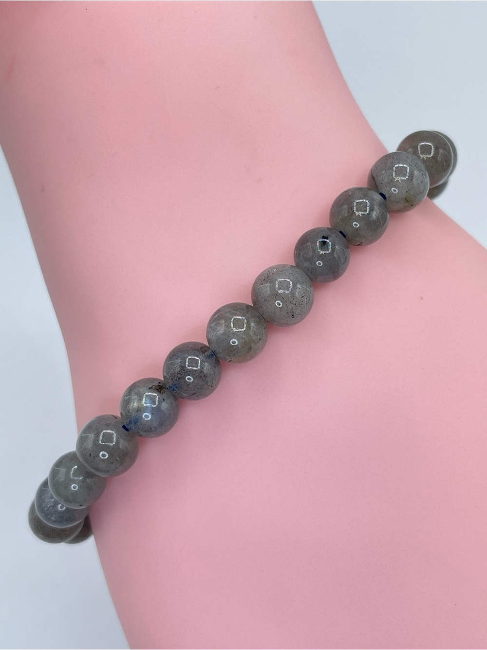 Grey Labradorite Natural Stone Beaded Stretch Bracelet Boho Gemstone Jewelry